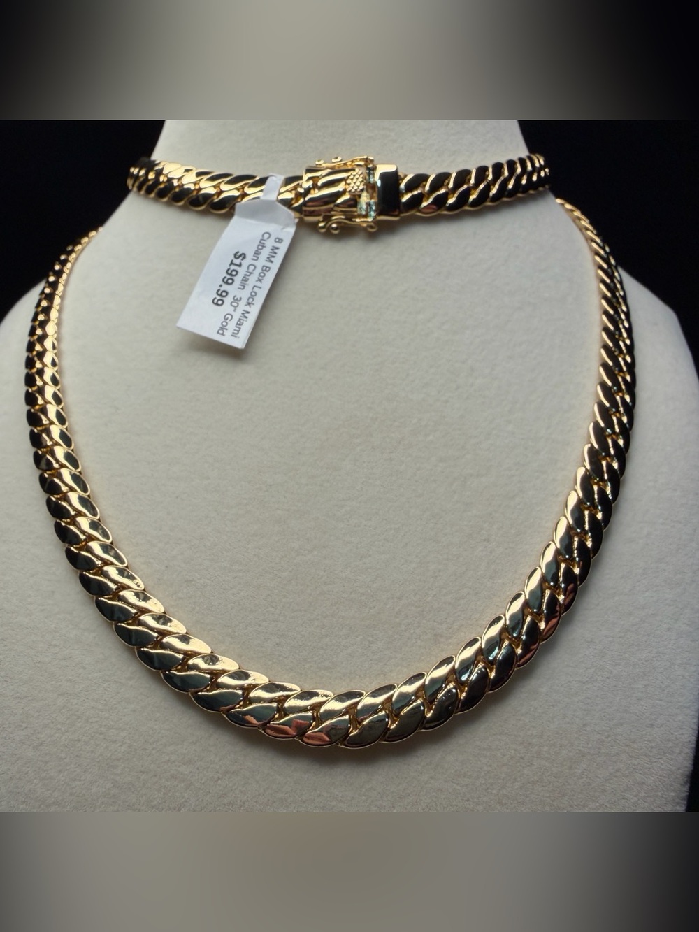 Miami Cuban 30in 8MM 14K Gold Premium Plated w/Box Lock Brand New
